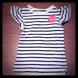 Flutter sleeve top with flower trim